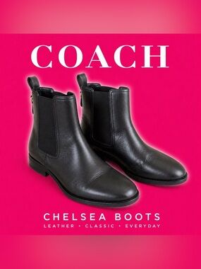 Coach Black Leather Chelsea Ankle Boots